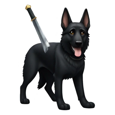 All black German shepherd with sword   sticker