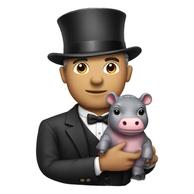 gentleman with holding hippo sticker