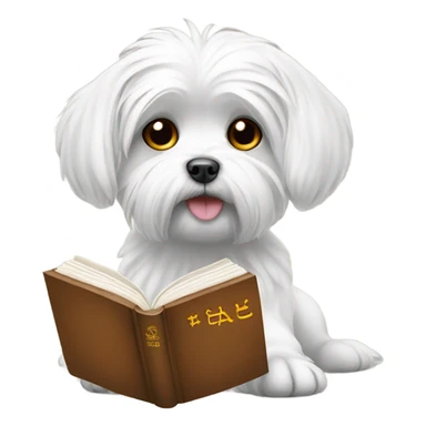 Maltese dog with book sticker