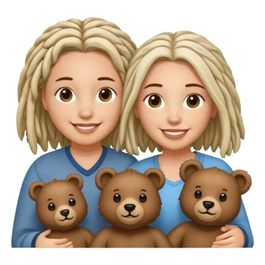 Couple emoji white with bears, medium complexion female with mid length loca sticker
