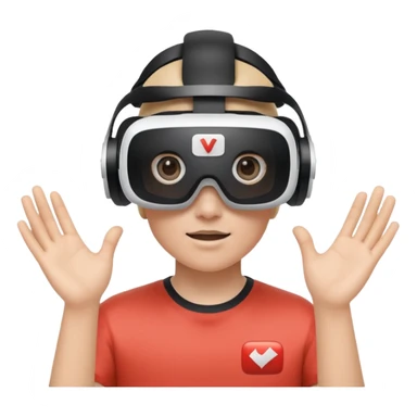 A person wearing a VR headset with the white YouTube play button logo on it sticker