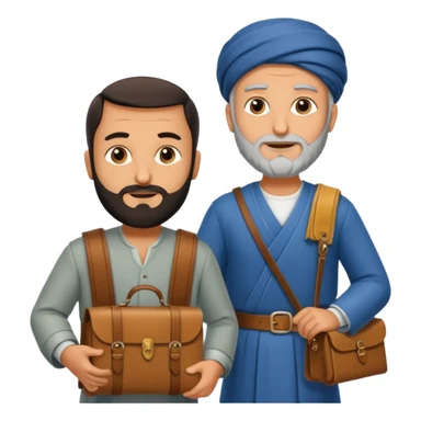 herodotus speaking with a Persian man, who is carrying the mail sticker