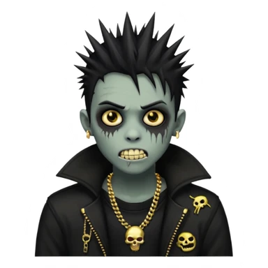 zombie emo black boy emoji with spiky hair and gold grillz sticker