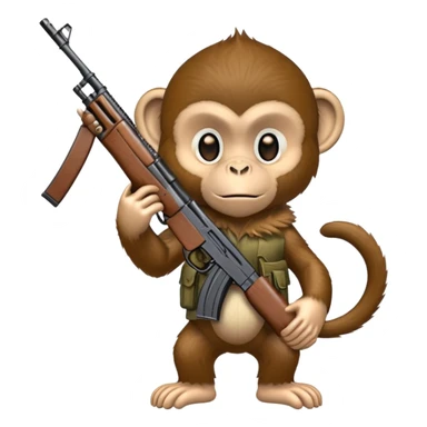A monkey with an ak-47 sticker