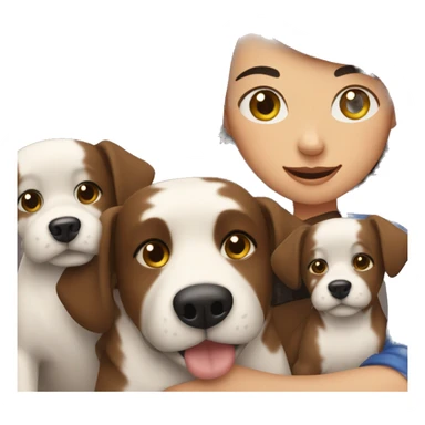 One brunette girl hugging three dogs  sticker