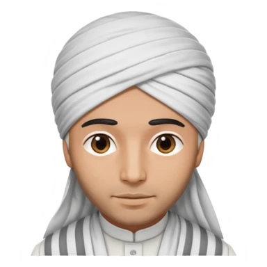 Un arabe que lleve un turbante de color blanco con rayas gris que solo lleve la cabeza sticker
