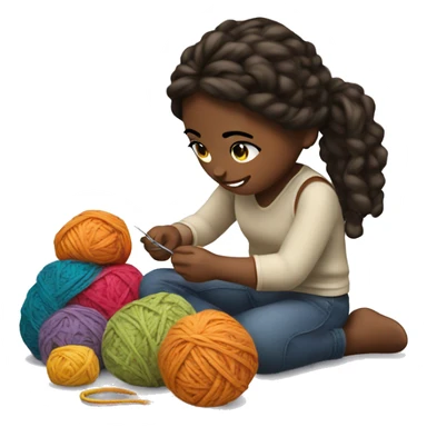 a girl crocheting  sticker