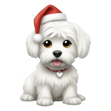 white maltese dog and Christmas tree sticker