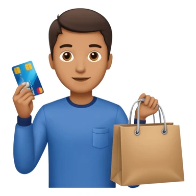 emoji of a man with a credit card and a shopping bag sticker