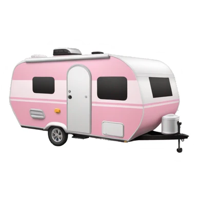 Realistic baby pink camping travel trailer isolated.  sticker