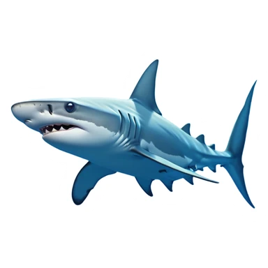 Cinematic Noble Hammerhead Shark Portrait Emoji, Poised and regal, with a broad, flattened hammer-shaped head, wide-set eyes, and a streamlined, powerful body gliding through deep blue waters, Simplified yet sharp and sophisticated features, highly detailed, glowing with a cool, oceanic luminescence, high shine, intelligent and commanding, stylized with an air of marine authority, focused and vigilant, soft glowing outline, capturing the essence of a watchful and confident predator that appears ready to glide out of the screen with effortless power! sticker