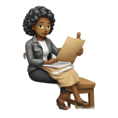 Mulher gordinha sentada na cadeira com placa escrita gerência  sticker