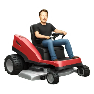 Elon musk on a lawn mower  sticker