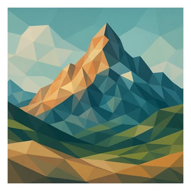 illustration of a mountain landscape made of geometric shapes in polygonal style sticker