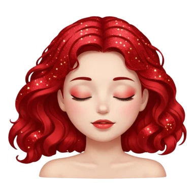 red glitter girl with closed eyes lying on the floor sticker