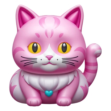 rococo kawaii style inflatable pink puffy cat sculpture  sticker