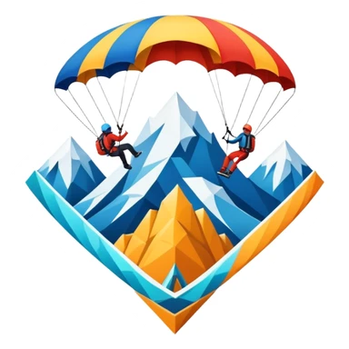 A bold emblem featuring a combination of symbols representing various extreme sports, like a mountain peak, a parachute, and a wave. The design is dynamic and sharp, capturing the thrill and adventure of extreme sports, with a strong, energetic vibe. sticker