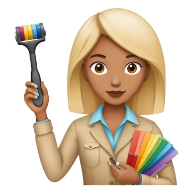 Interior designer with color swatches and measuring tape sticker