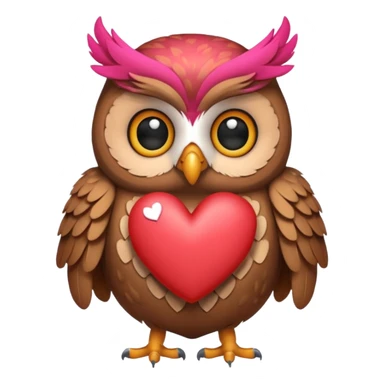 Owl holding hearts sticker