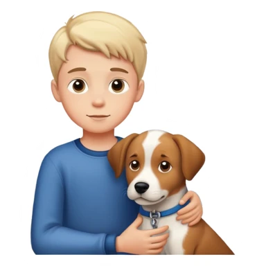 boy with dog by window sticker