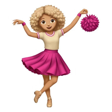 turtle girl dancing with skirt holding   pompom sticker