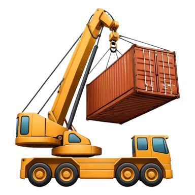 Container being lifted by a large machine, import. sticker