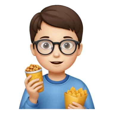 snack holding kid with glasses sticker