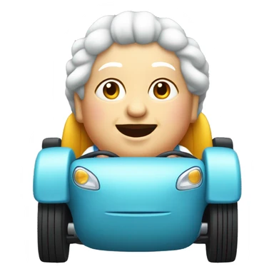tiny one seater car with a fat old lady inside sticker