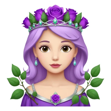 Purple rose with silver tiara and a purple emblem leaf wreath sticker