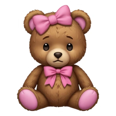 Sad Sleepy teddy bear wearing pink bow sticker