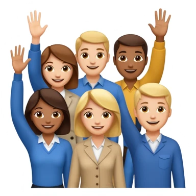 standing and saying goodbye a group of coworkers to right side sticker