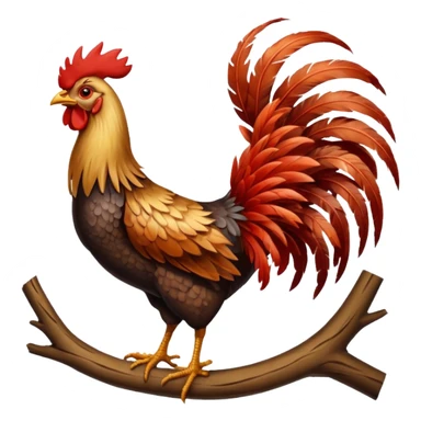 Rooster standing on tree sticker