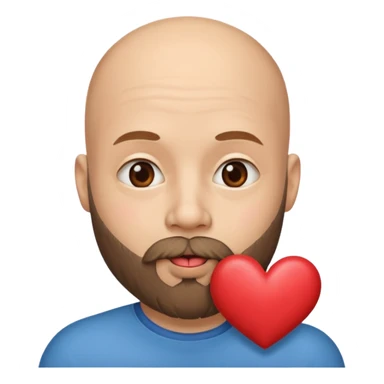Un homme chauve barbu qui envoi un bisous cœur sticker