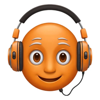 Orange happy face emoji with a couple of hair,headphones,and antennas. sticker