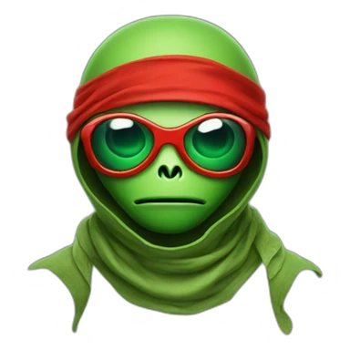 Green Alien ninja with red glasses and bandana sticker