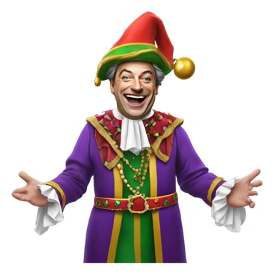 Nigel Farage as a court jester sticker