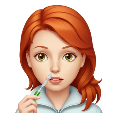 Redhead woman with thermometer in her mouth sticker