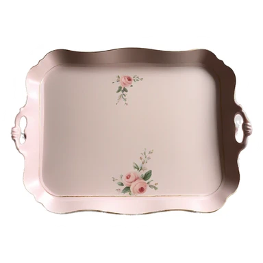 Light pink floral serving tray with handles, shabby chic style sticker