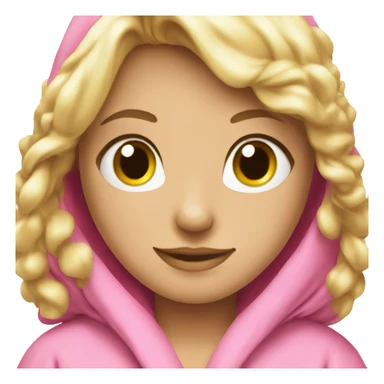 Pretty Blode girl wearing a pink silky bathrobe sticker