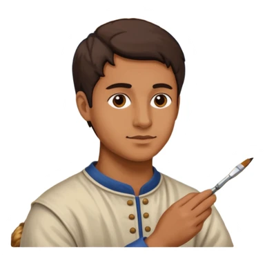 person restoring old painting. sticker