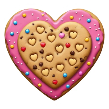 Heart cookie with chips with glitter sticker