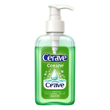 `CeraVe-shaped white rectangular pump bottle with soft green label CeraVe” stripe. Surrounded by floating water bubbles, glowing light particles, and a gentle green mist. Feels like a calm hydration spell in a bottle. Clean, glossy, emoji-style.`magical
 sticker