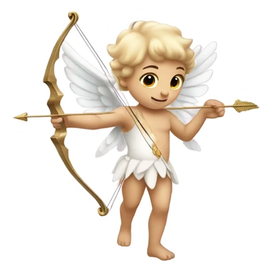 Realistic pale Cupid holding a bow and heart arrow  sticker