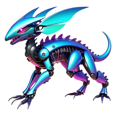  Epic legendary rare glowing mechanical Shiny sparkly transparent bioluminescent luminescent vibrant bright pastel dark exotic iridescent colorful gradients futuristic modern metallic glossy glittery fantasy-cyber-Fakémon-Pokémon-Vernid-creature sticker