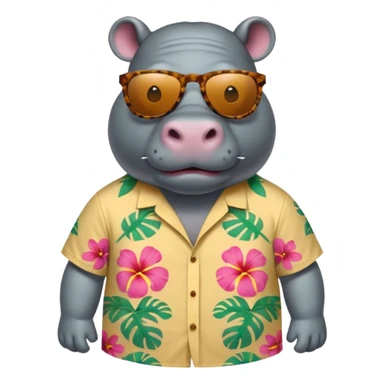 hippo with aloha shirt wearing sunglasses sticker