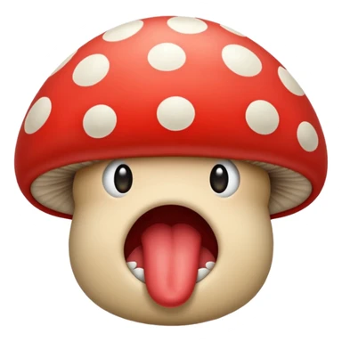 Mushroom biting lip sticker
