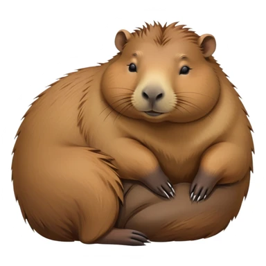 cinematic-Sleeping capybara-realistic-full-body-sleping-emoji,-plump-and-relaxed-body-soaking-in-the-warm-sun,-short-brown-fur-slightly-ruffled,-head-tilted-dramatically,-calm-expressive-eyes-exuding-serene-wisdom,-simplified-yet-realistic sticker
