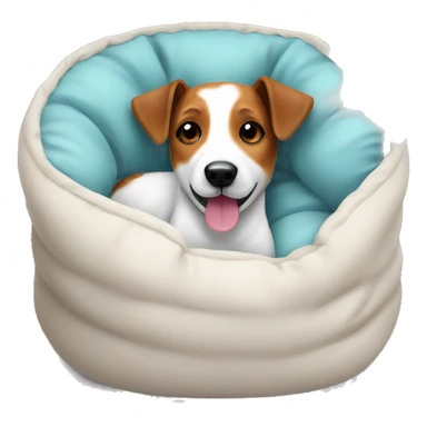 Jackrussell comfy in dog bed sticker