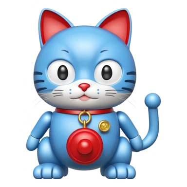 Doraemon, blue robotic cat with red nose and bell sticker