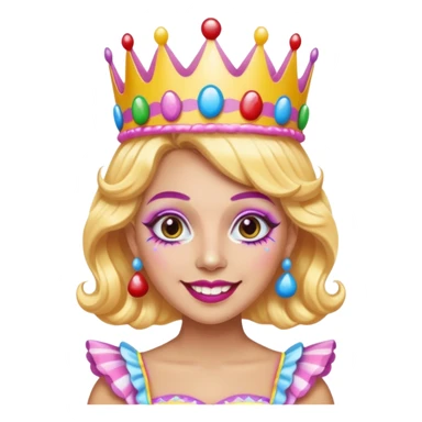 queen of the candyland, with candy makeup candy crown and just face sticker